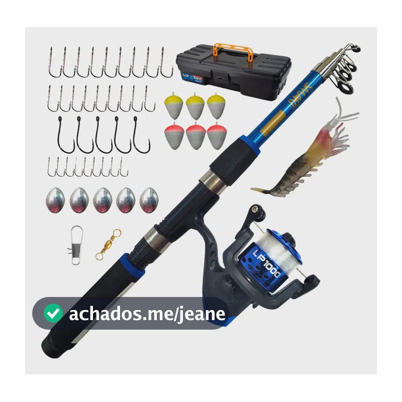 Kit De Pesca Vara + Molinete Maleta E Saquinho Jaú Fishing