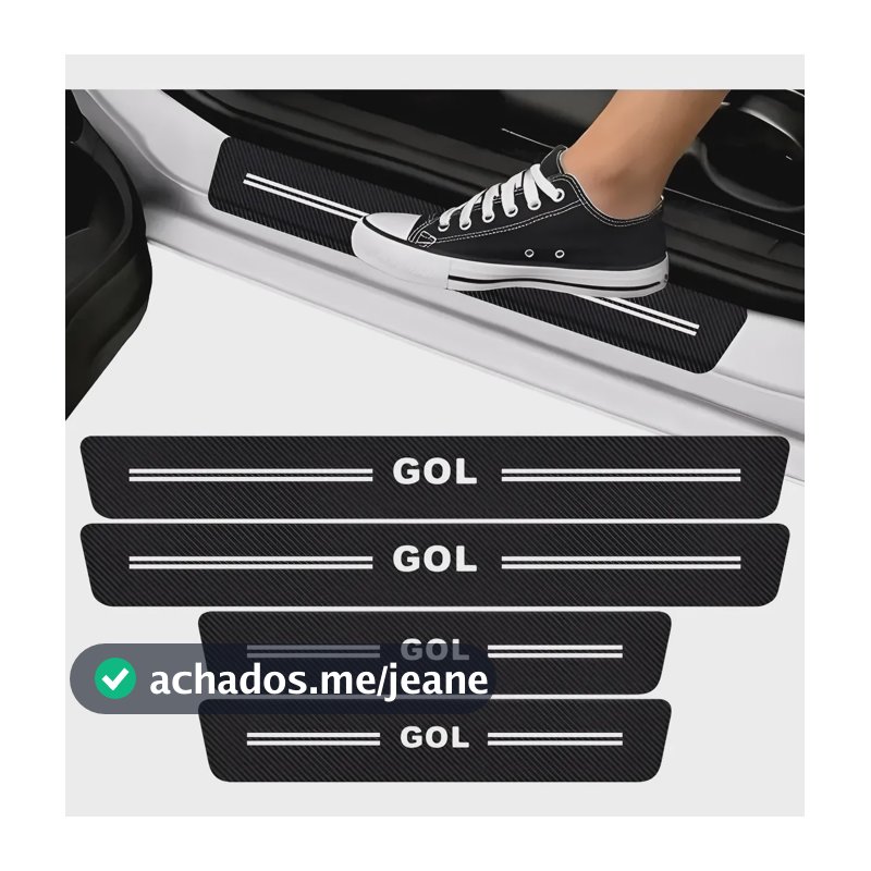 Soleira De Porta Fibra De Carbono Protetora Preto Premium Gol