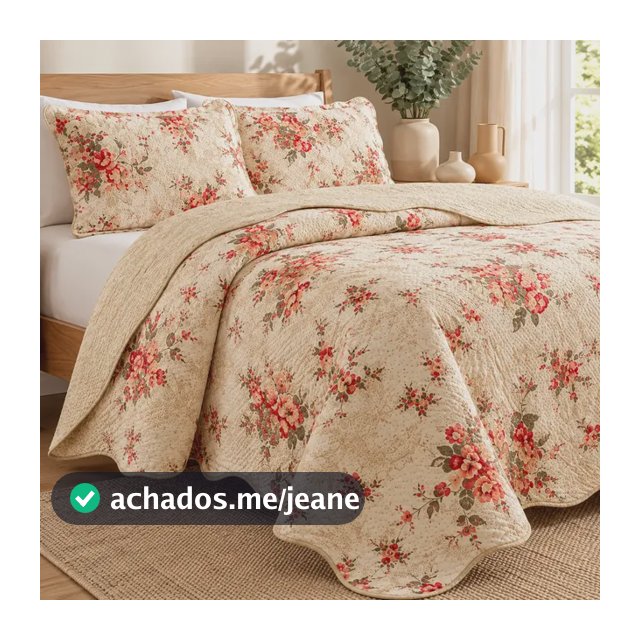 Kit Cobre Leito Queen 3 Peças Bordado Colcha Super Luxo