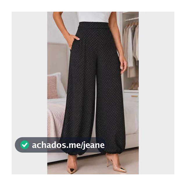 Calça Feminina Aladim Em Poá Poás Cós Alto Bolso Lateral Preto Poás Poás Branco Pp
