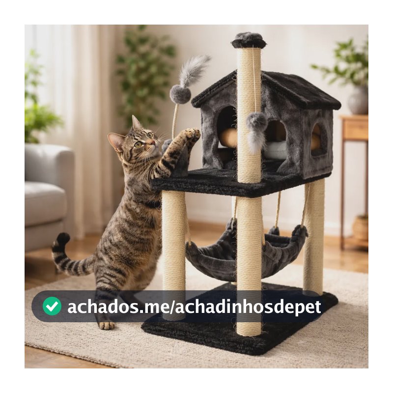 Arranhador Casa Rede Gato Pet Playground Gato Rede Cama Toca Cinza