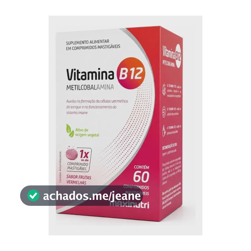 Vitamina B12 Maxinutri Metilcobalamina Mastigável em comprimido Sem sabor de 60 un