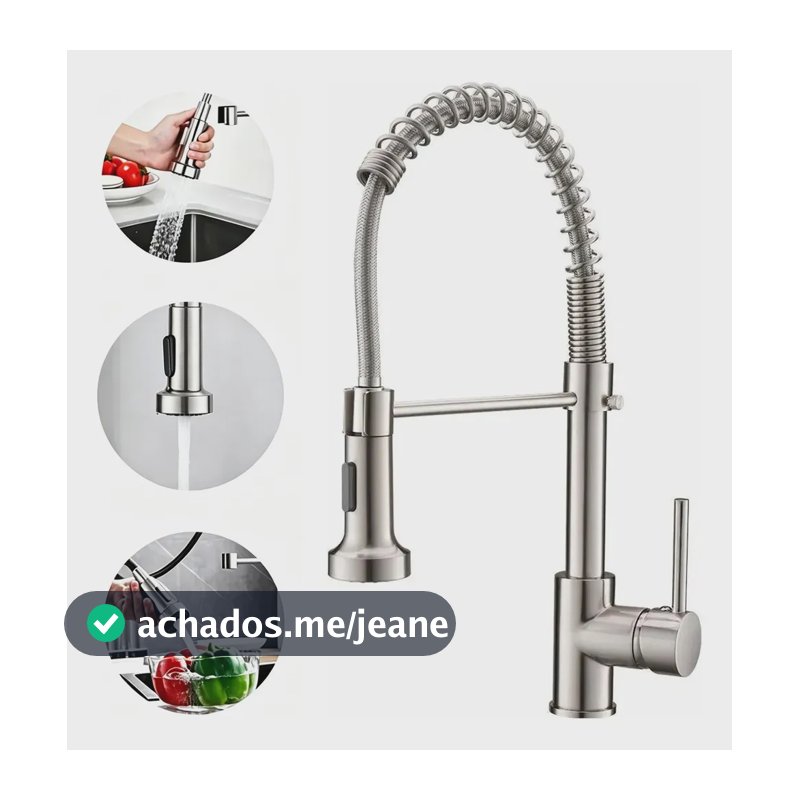 Torneira Gourmet Para Cozinha Inox Escovado De Bancada Quente e frio Monocomando Misturador Cor Prateado Yesop