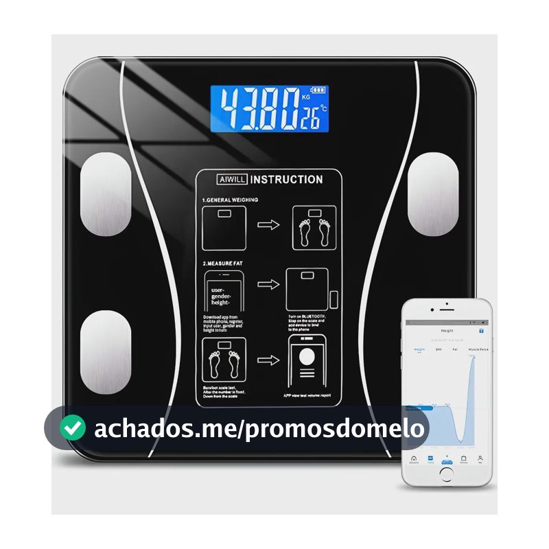 Balança Corporal Bioimpedância Profissional Bluetooth Saude