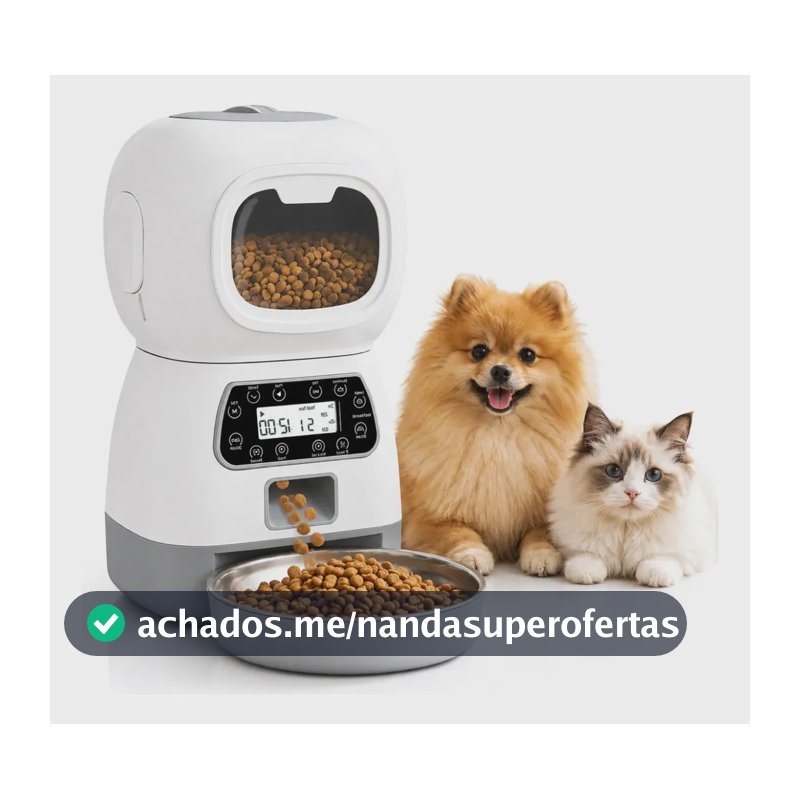 Alimentador Comedouro Automático Cães Gatos Pet Programável Cor Branco