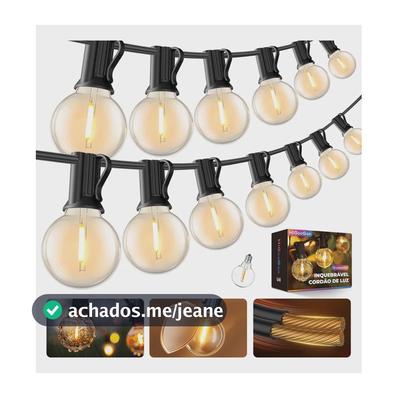 Higoogoo 35 Lampadas 20m Varal De Luzes Inquebrável Led  G40 110v