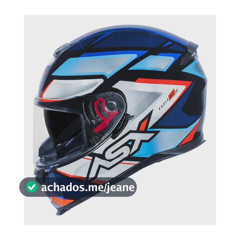 Capacete Masculino Asx Eagle Sv Fast Brilho Azul Com Óculos Azul Celeste Fast Brilhante 60