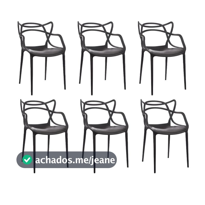 Cadeira de Jantar Allegra Garden Life Resistente e Empilhável, Cor Preto 6 Unidades.