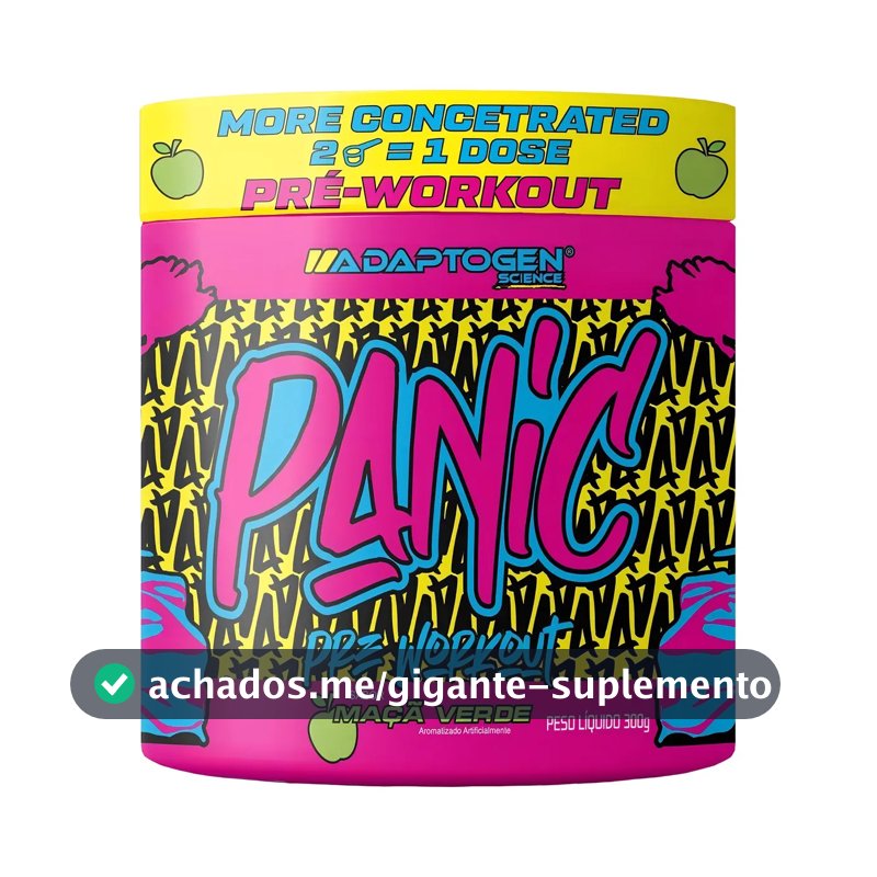 Suplemento Em Pó Adaptogen Science Panic Pré Treino com creatina Pote 300g Sabor maçã verde