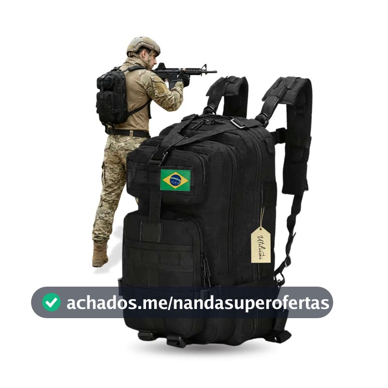 Mochila Militar Bolsa Tática Resistente 30 Litros Super Reforçada Impermeável Bandeira Brasil Brinde Utilizzei