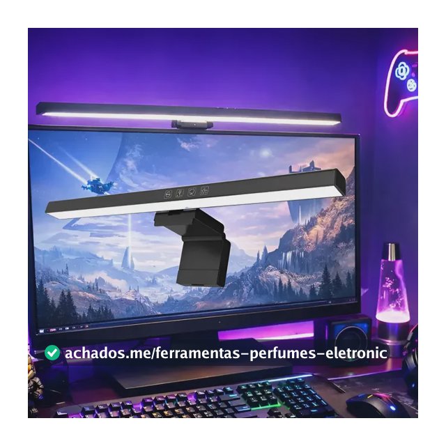 Luminária Barra Led Luz Monitor Computador Rgb Mesa Notebook Preto 127/220v