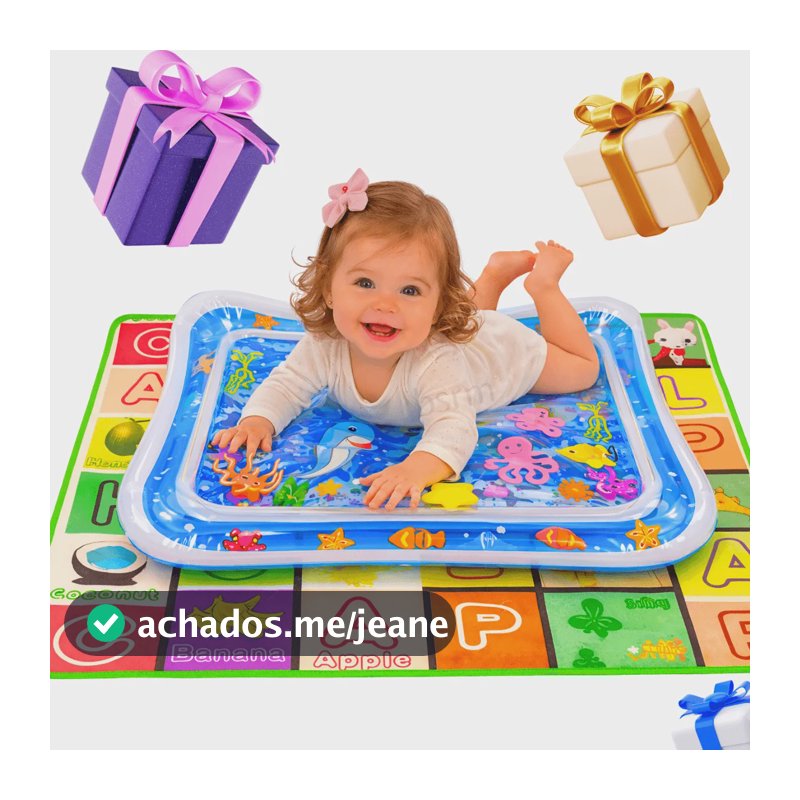 Kit Tapete Termico Infantil + Tummy Time Inflável Ar Ou Agua Colorido