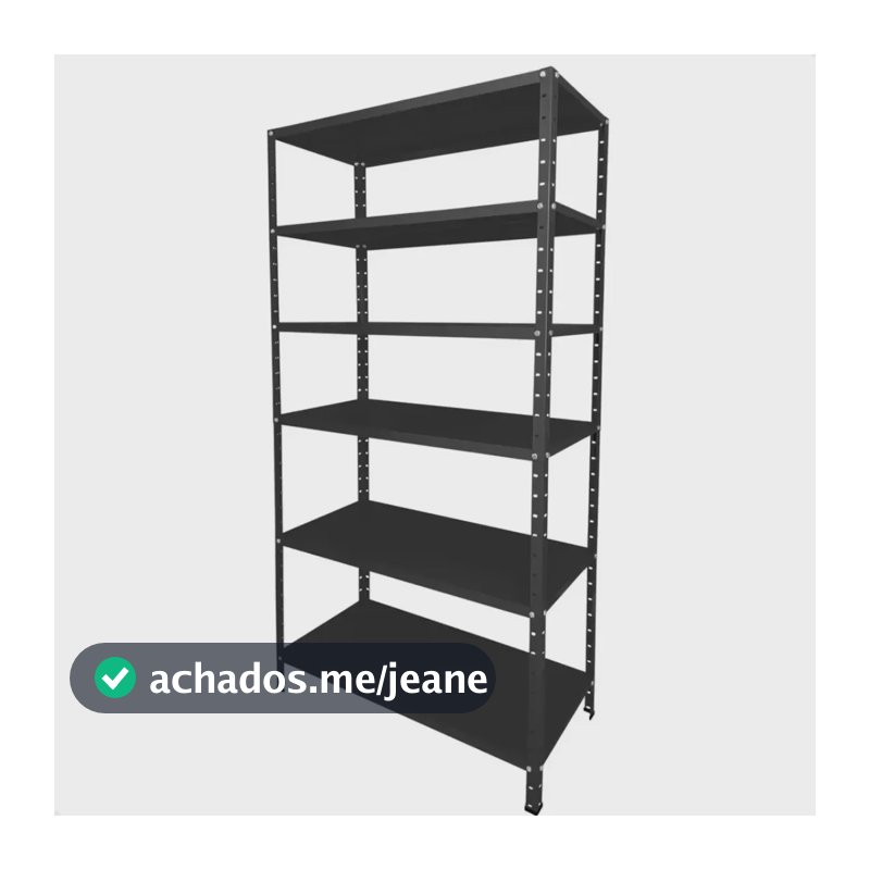 Estante Armário Prateleira de Aço 6 Bandeja Organizador Multiuso preta suporta 150kg 190cm x 90cm x 28cm