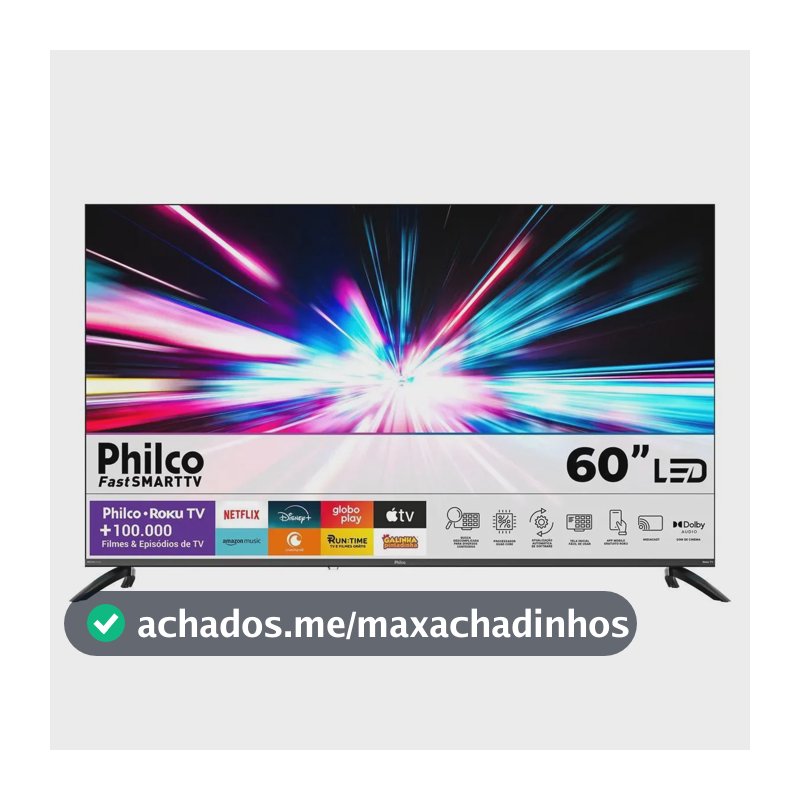 Smart TV Philco 60" P60VIK 4K UHD LED Roku Dolby Audio Wi-Fi HDR10