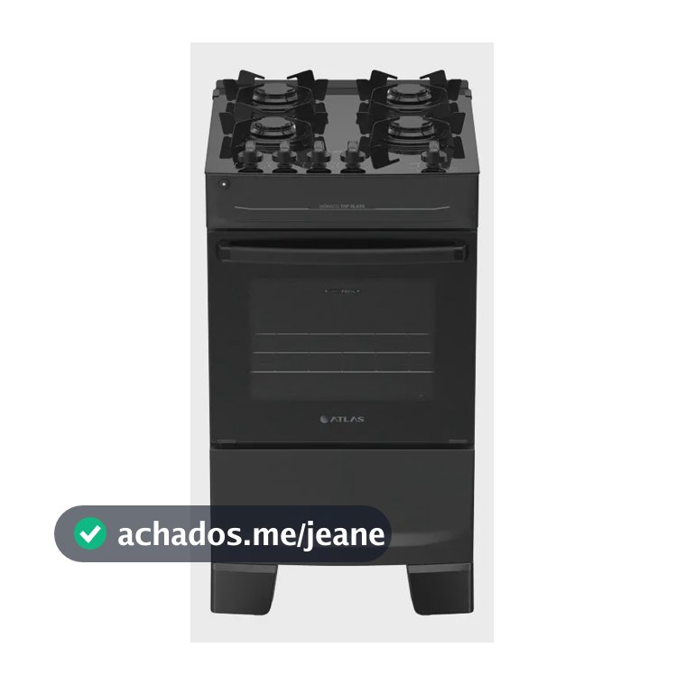 Fogão 4 Bocas Atlas Mônaco Top Glass Automático Mesa De Vidro Preto