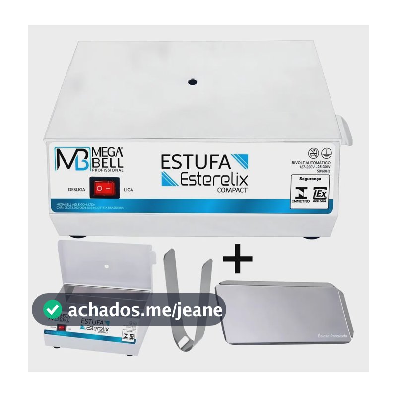 Estufa Manicure Esterilizadora Alicates Unha + Kit Mega Bell Cor Branco