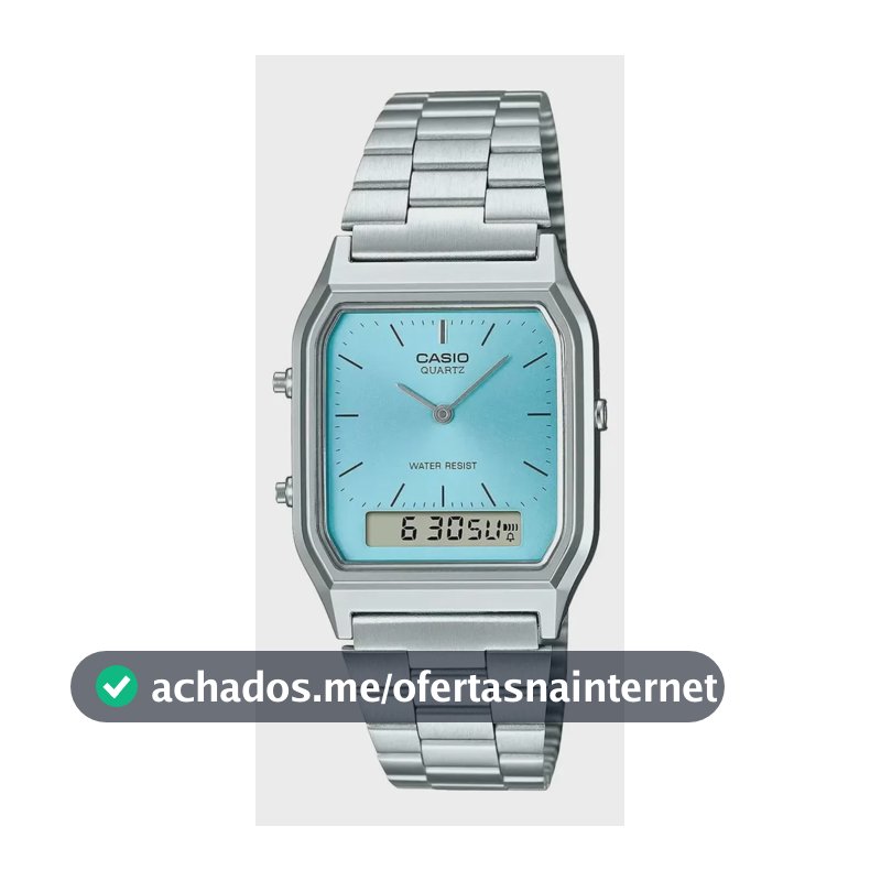 Relógio Casio Unissex Azul Tifany Aq-230a-2a1mqydf Prateado Azul-celeste