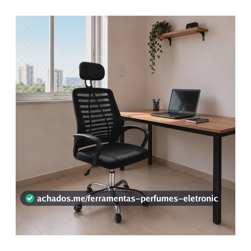 Cadeira Escritório Oficial Diretor Mesh Ergonômica Office Preto Tela/mesh