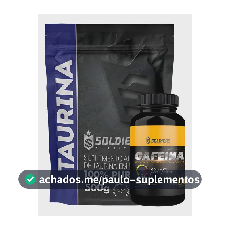 Kit: Taurina 500g + Cafeína 60 Caps 100% Puro