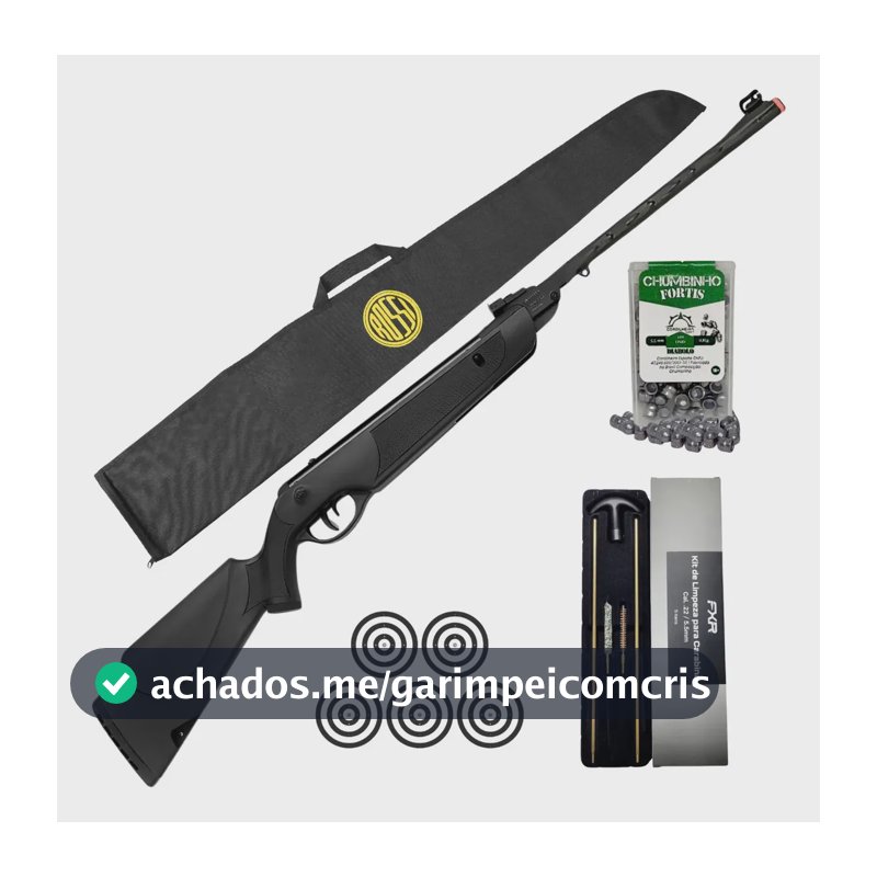 Carabina Pressão Dione Sport Mh 5,5mm Rossi Mola + Chumbinho Preto 5.5 Mm