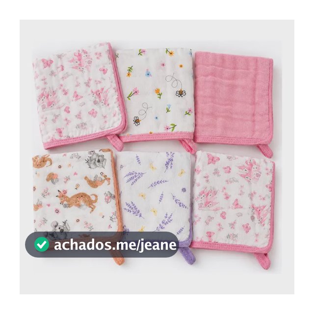 Kit 6 Fraldinhas De Boca Bebê Algodão Dupla Camada