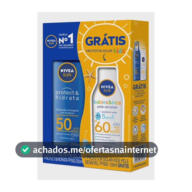 Kit Protetor Nivea Adulto Fps50 200ml + Kids Fps60 100ml