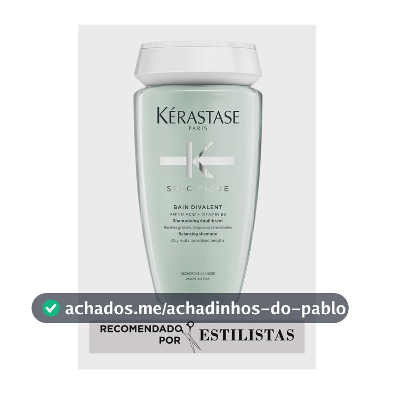 Kérastase Spécifique Bain Divalent Shampoo Antioleosidad, Cabelo Oleoso, com Aminoácidos, Vitamina B6 e Mentol, Reduz Odores, Nutre desde a Raiz, 250 ml