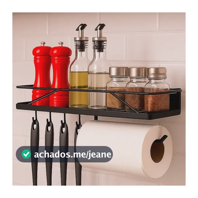 Suporte Prateleira Para Cozinha Com Gancho E Porta Temperos