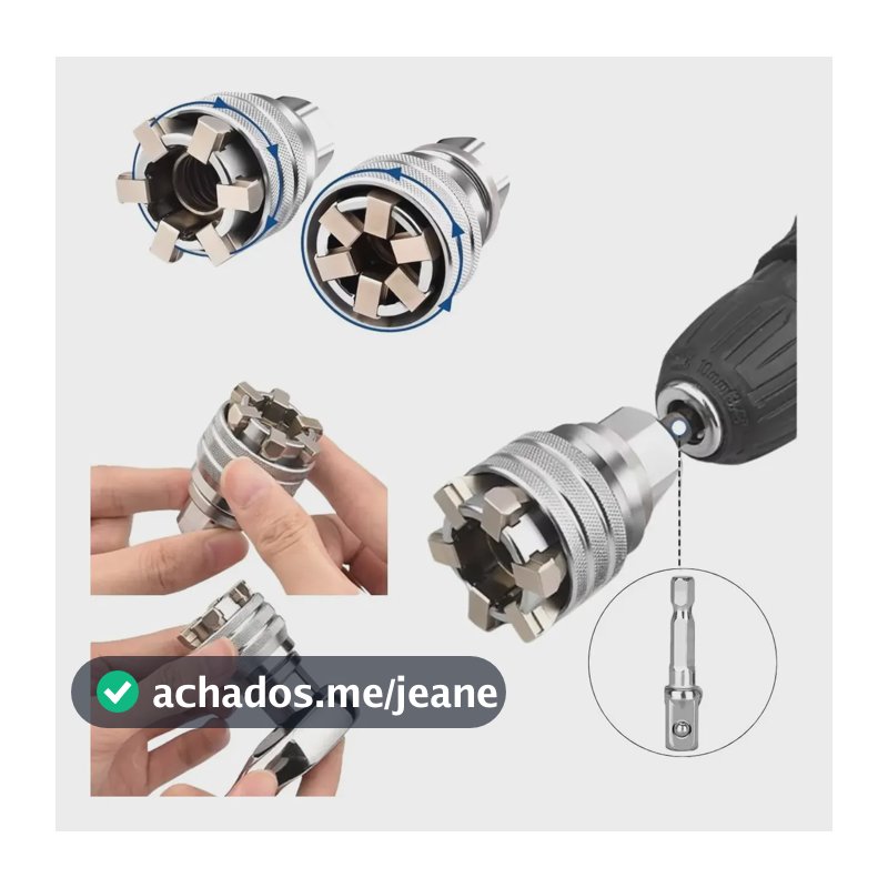 Chave Soquete Universal Ajustável 10-19mm Alta Resistência Prata