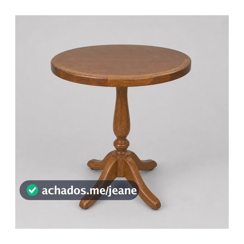 Mesa Lateral Rústica Vintage Pé Torneado Com Borda Castanho