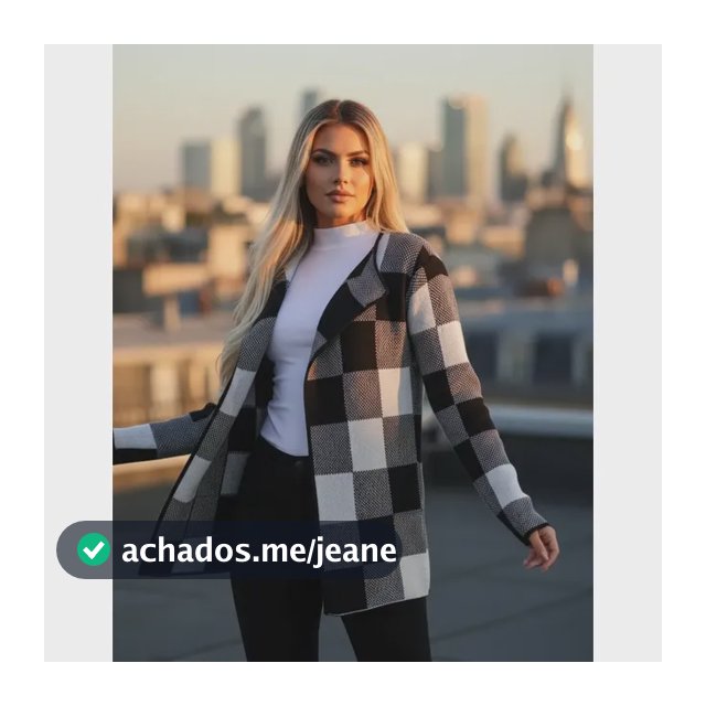Casaco Xadrez Tricô Cardigan Inverno Manga Longa Feminino