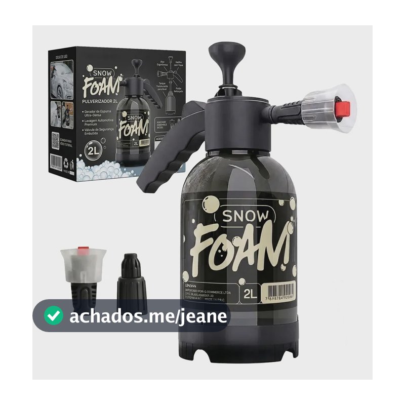 Snow Foam Pulverizador Manual Borrifador Alta Pressão 2 Litros Com 2 Bicos Espuma Automotivo Lavagem Carro Moto Limpeza Jardim