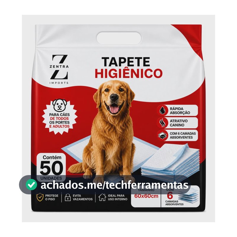 Tapete Higiênico Descartável Cachorro 50 Uni 1ª Linha 60x60