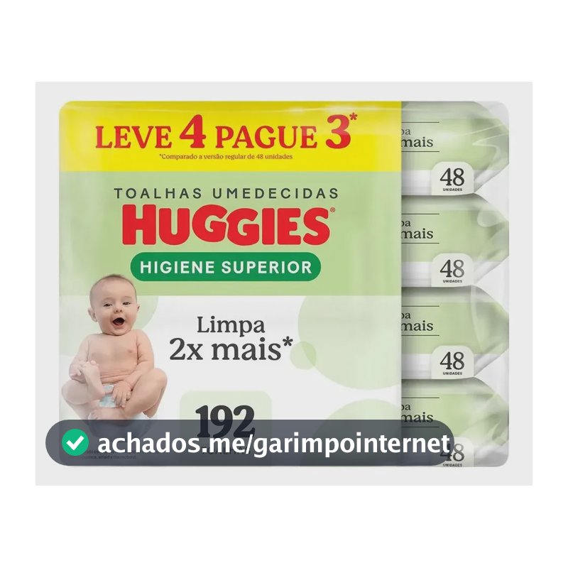 Lenços Umedecidos Huggies Higiene Superior - 192 unidades