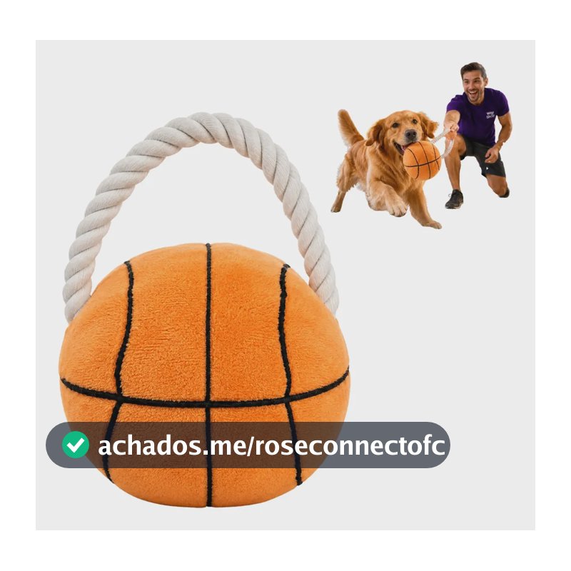 Bola Pelúcia Basquete Cachorro Com Puxador Mordedor Pet Laranja
