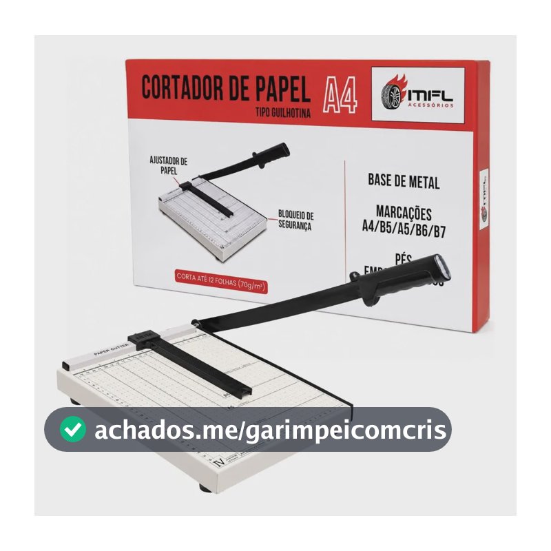 Guilhotina De Papel A4 Em Aço Com Travamento Até 12 Folhas
