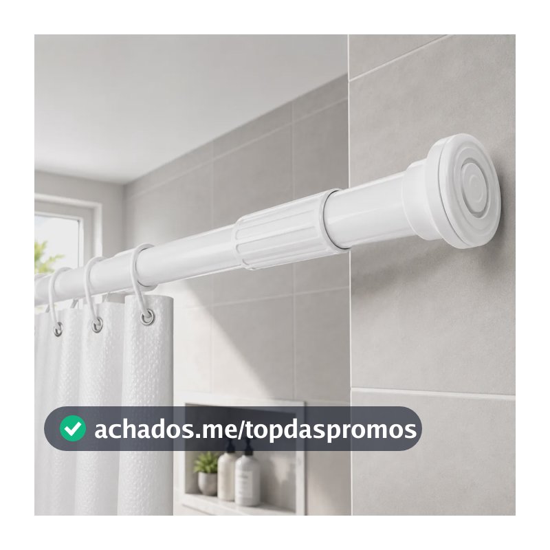 Varão Extensível 45cm A 1,50m Banheiro Sem Furo Branco 105cm À 120cm