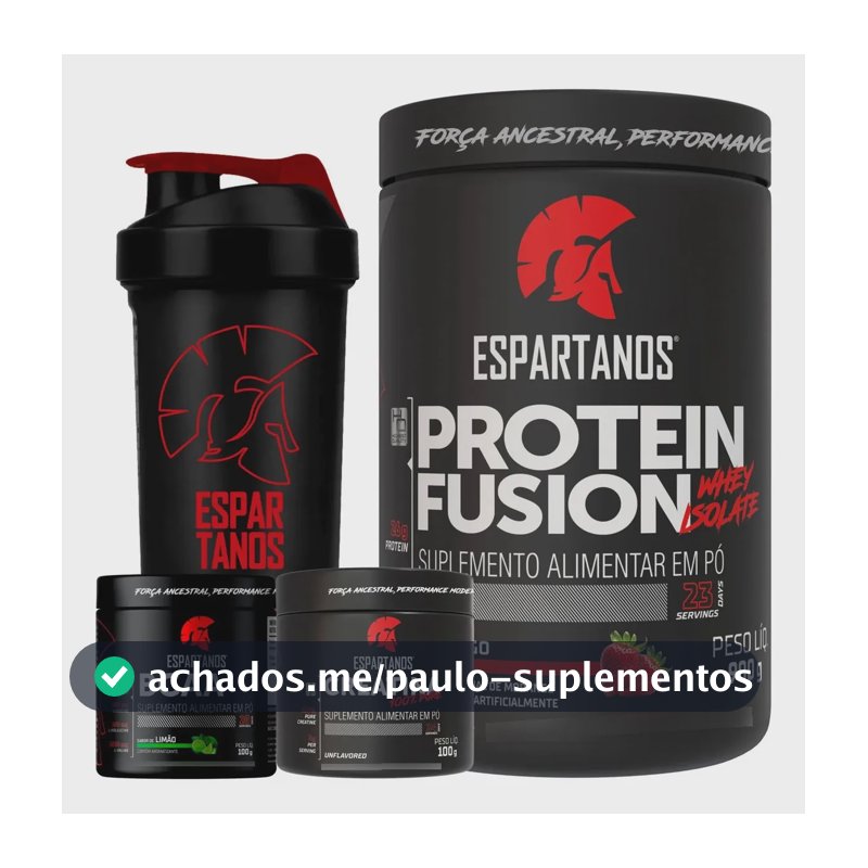 Kit Whey Protein Fusion + Bcaa + Creatina + Shaker Morango