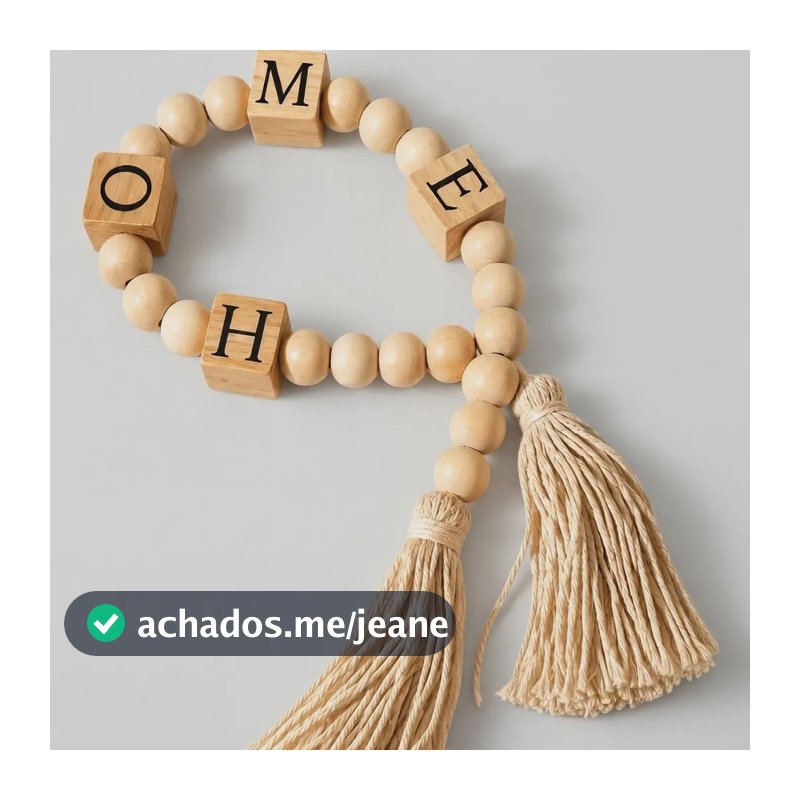 Colar De Mesa Decorativo 71cm Madeira Juta Franjas Boho Chic Natural