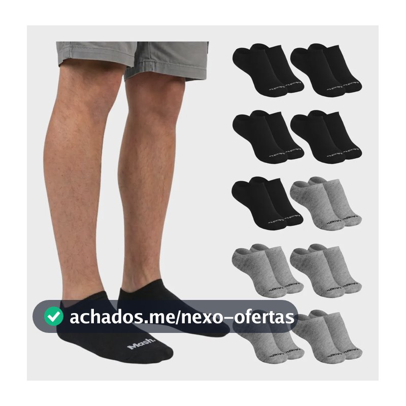 Kit 10 Pares Meia Invisível Soquete Algodão Confortável Mash 5 Cinzas - 5 Pretas Meia Invisível Meia Cano Curto Meia Masculina Meia Feminina M ( 34 A 38 ) Meia Masculina Meia Feminina Meia Algodão