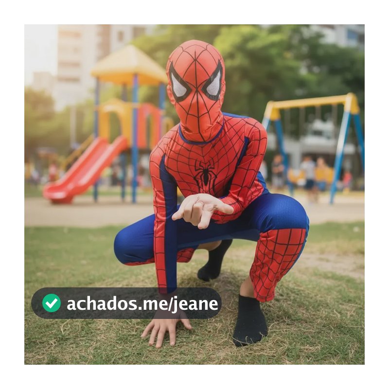 Fantasia Infantil Do Homem Aranha Longa C\ Mascara De Tecido
