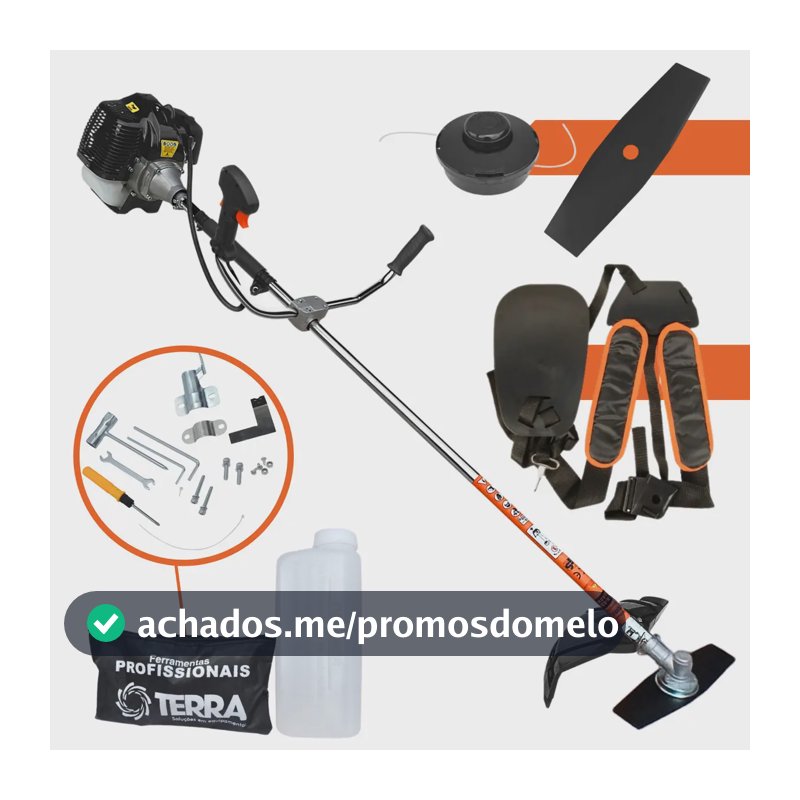 Roçadeira Gasolina Terra GRH520 Black 52cc 2 Tempos 2,5HP