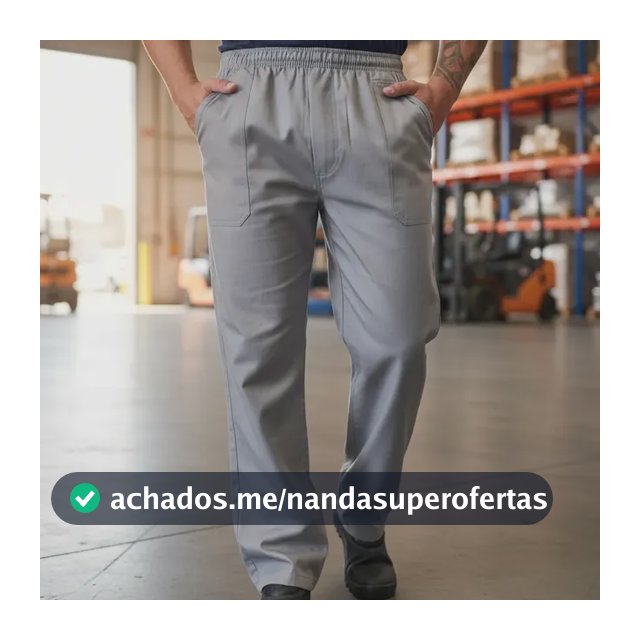 Calça Brim Pesado Cinza Elástico Total Uniforme Profissional