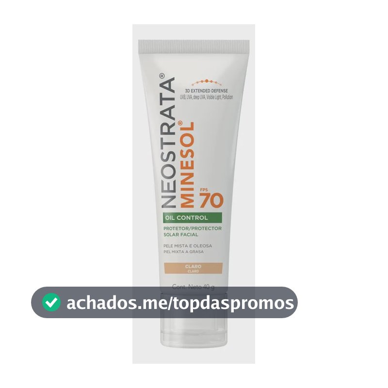 Protetor Solar Facial Neostrata Minesol Oil Control Claro FPS 70, 40g