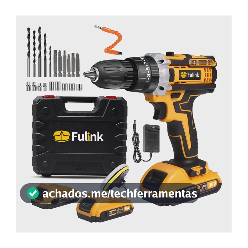 Parafusadeira Furadeira Impacto Fulink Profissional Fk90pt Amarelo 127/220v 60hz