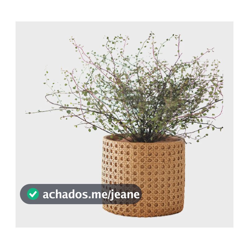 Cachepot Rattan Em Cimento Cor Bege