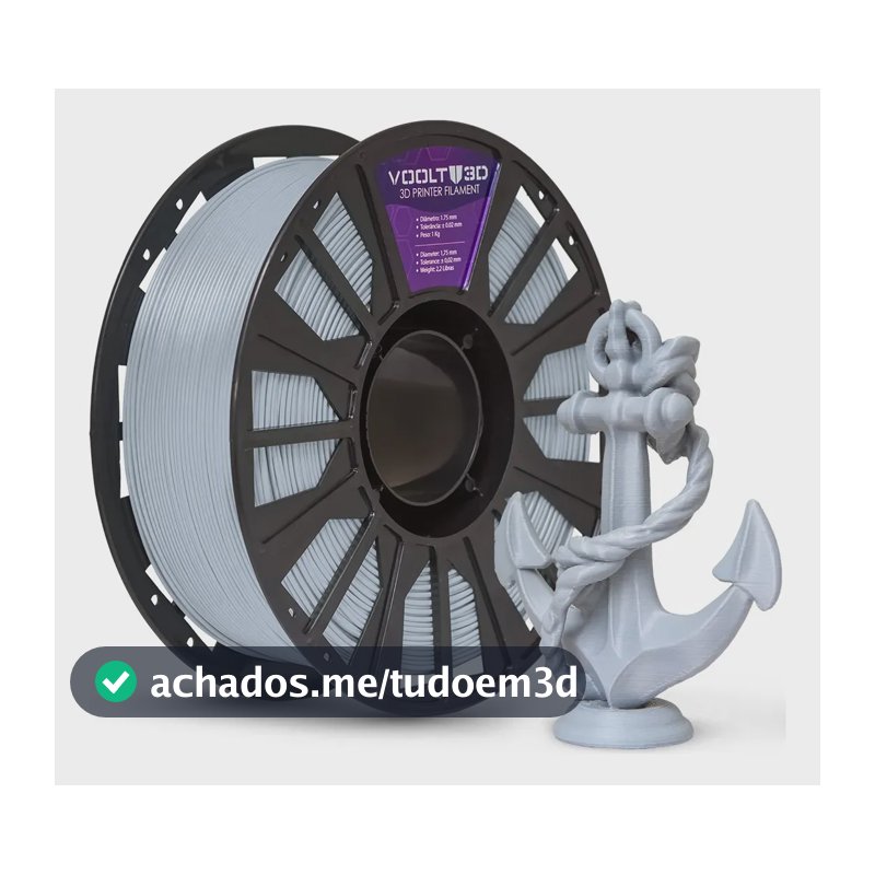 Filamento PLA Cinza Claro 1Kg Voolt3D High Speed Premium Para Impressão 3D Impressoras 3D Peças Impressas Peças Decorativas Alta Velocidade Fabricação Nacional