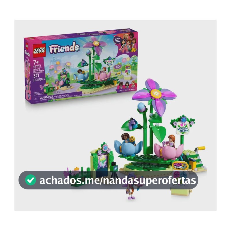 LEGO Friends Flores e Xícaras de Fadas Giratórias 42702; Brinquedo de fantasia com passeio em xícaras de chá, fadas e flores; Presente para crianças; 7+