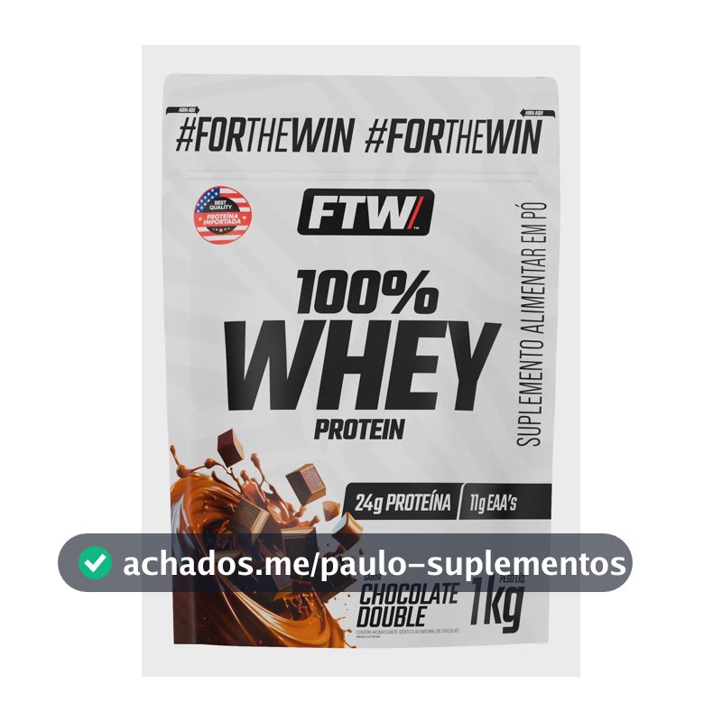 Suplemento Whey Protein 100% Concentrado Refil 1kg Sabor Chocolate Double FTW