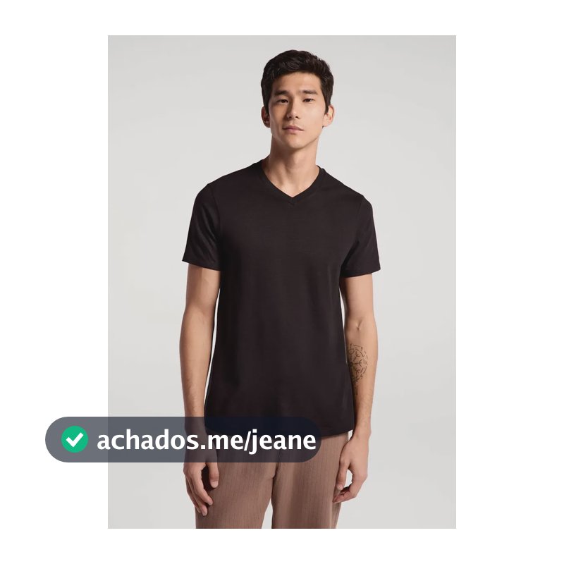 Camiseta Básica Masculina Slim Gola V Em Malha Flamê Hering Preto Xg